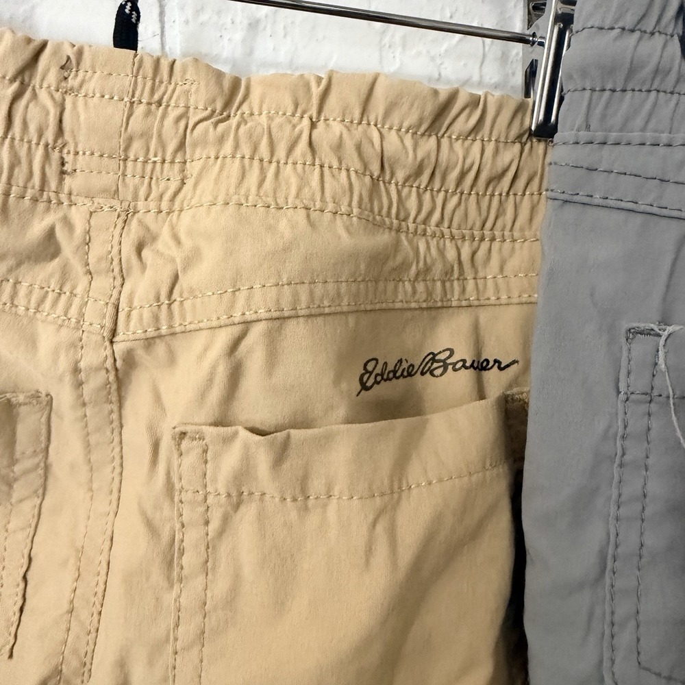Eddie Bauer Boys Khaki Pants Converts To Shorts - Size 5 Lot Of Two Khaki Gray - Picture 5 of 6